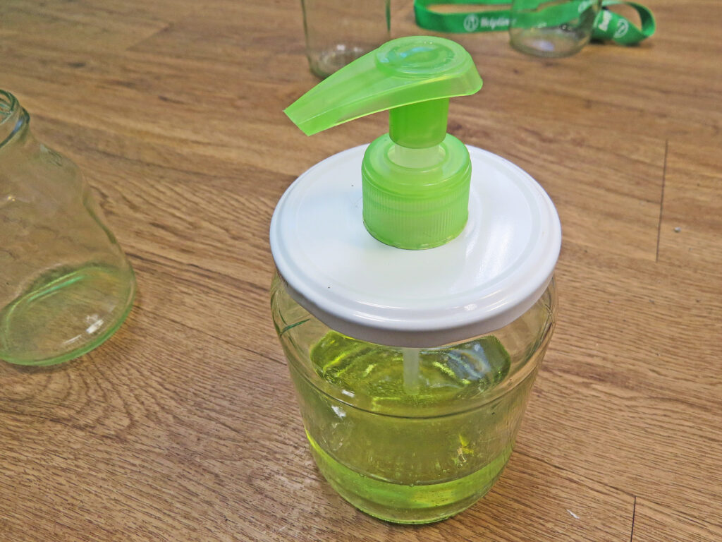 Fill Upcycled Soap Dispensers With Soap
