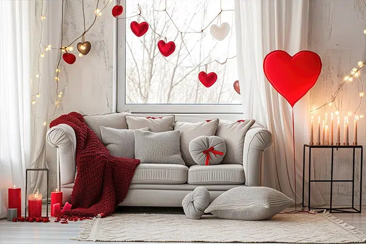 Couch In Wohnzimmer Valentinstagdeko