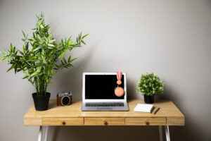 Desk With Laptop Headphones
