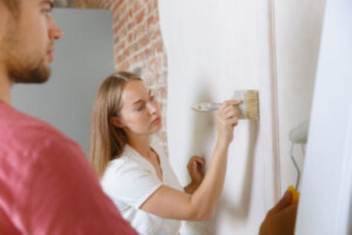 Young Couple Doing Apartment Repair Together Themselves Married Man Woman Doing Home Makeover Renovation 300X200 1