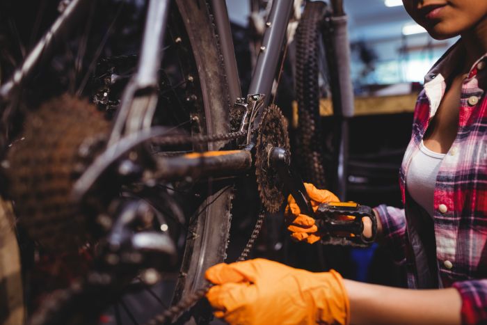 Mechanic Repairing Bicycle