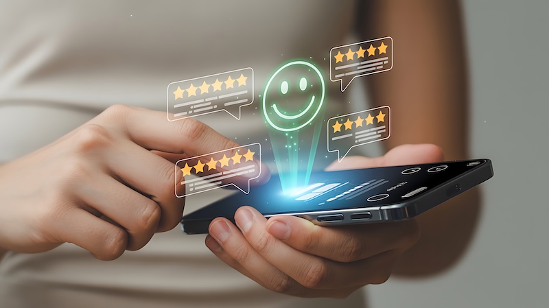 Holographic Customer Reviews Satisfaction Rating Smartphone