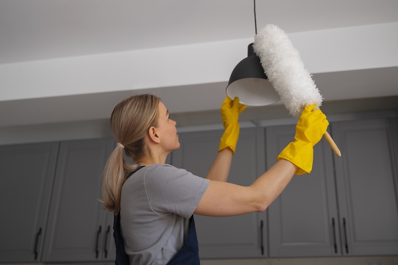 Medium Shot Woman Cleaning Home