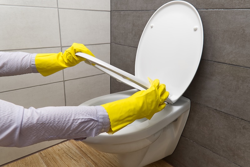 Midsection Person Holding Yellow Umbrella Tiled Floor
