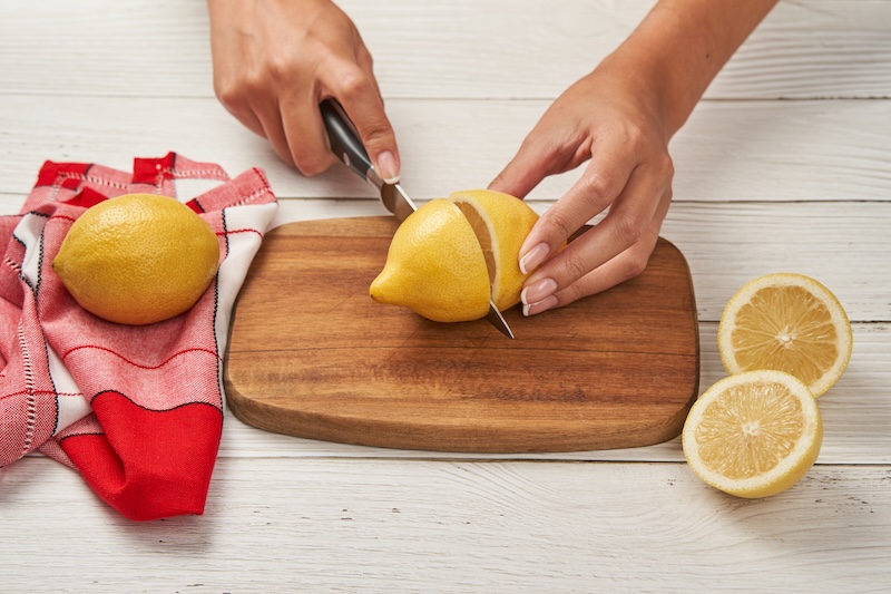 Top View Fresh Cut Lemons Table